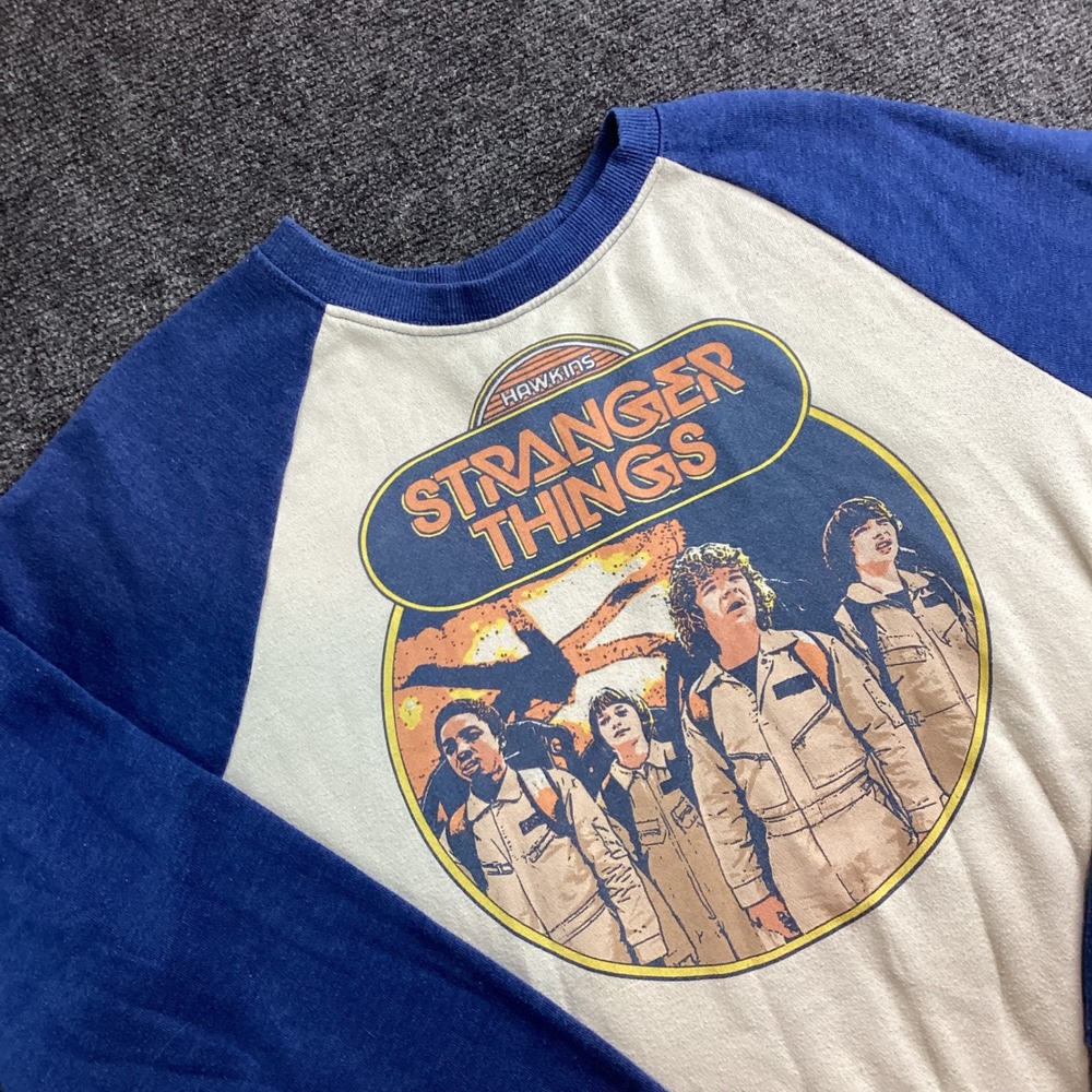 Stranger Things Ghostbusters Sweatshirt Blue White Netflix Mens Medium 232